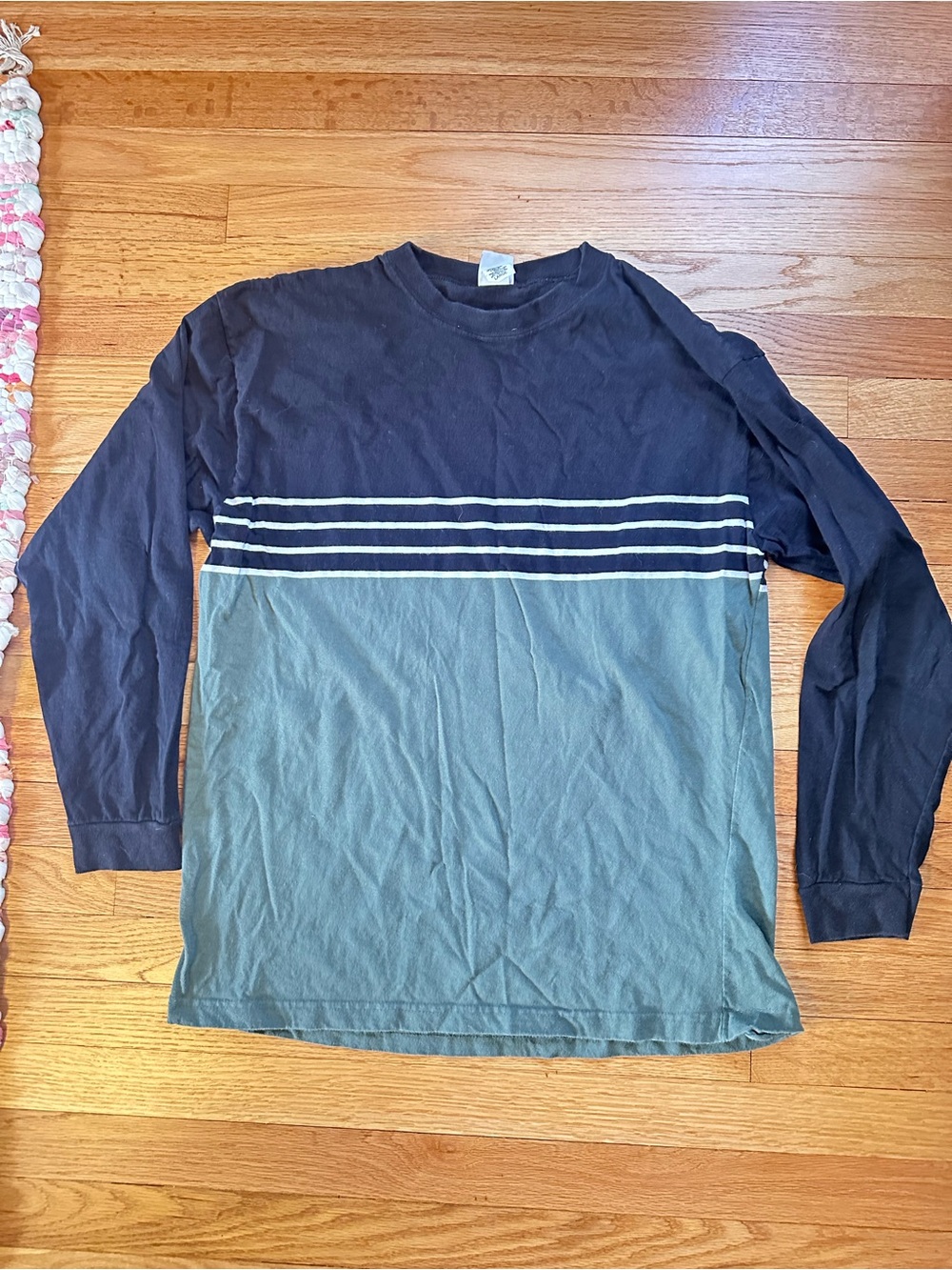 Vintage 90s Utility Shirt Large USA Made Colorblock Long Sleeve Skate